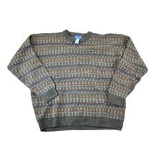 Vintage 1990s Knit Abstract Pattern Crewneck Sweater Mens M