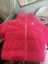 Nike Therma-FIT womens Pink Fleece Padded Puffer Jacket Full Zip Size S