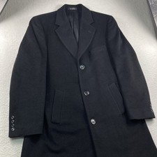 Vintage Chaps Ralph Lauren Cashmere Wool Overcoat Men 48 Black Coat