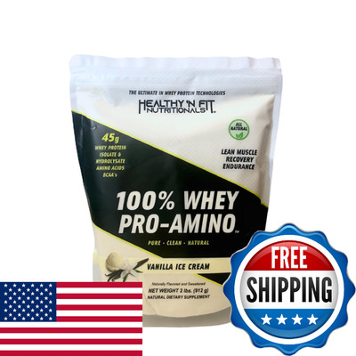 Healthy  N Fit 100% WHEY PRO-AMINO v2.0-Vanilla (2lb): 100% Whey Protein PLUS Pe
