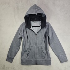 Champion Women's Heathered Gray Semi-Fitted Full Zip Hoodie Pockets Sharp Sz M