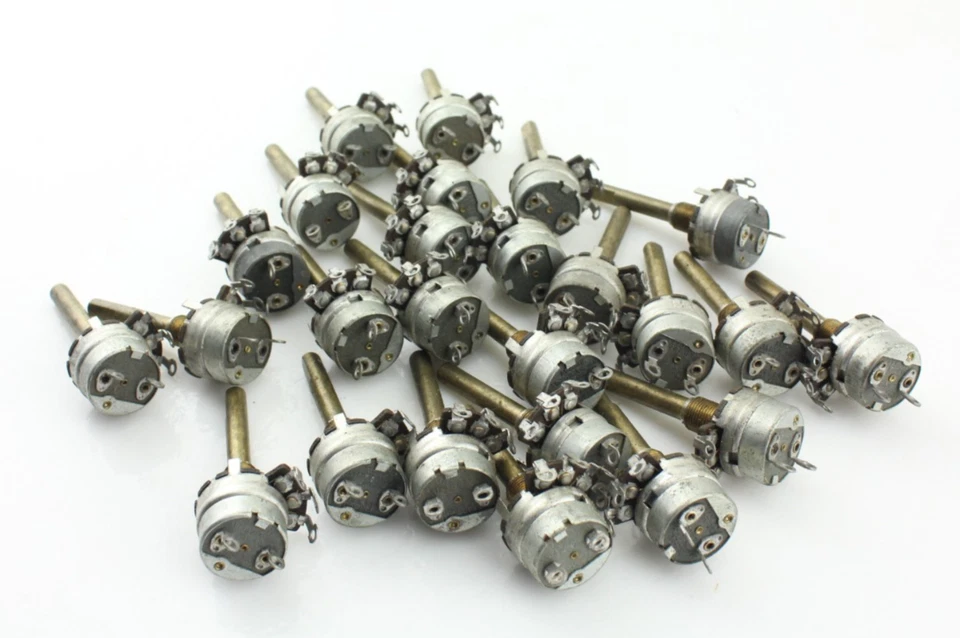 Stck 25 Vintage 1963 Stackpole 500K Audio Taper Potentiometer SPST Schalter USA - Bild 3 von 4