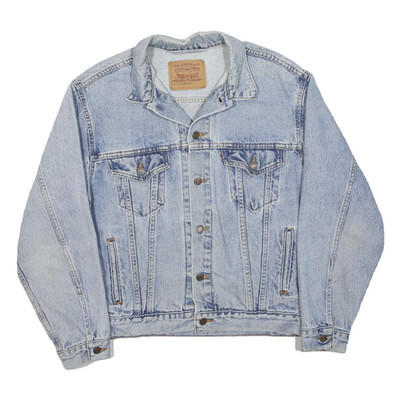 LEVI'S Herren Blau Denim Knopf Jacke M Baumwolle Classic Trucker Fit Freizeit