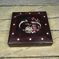 Antique Rosewood Tea Caddy Exquisite Mother-of-Pearl Inlay Fine Collectible 8''