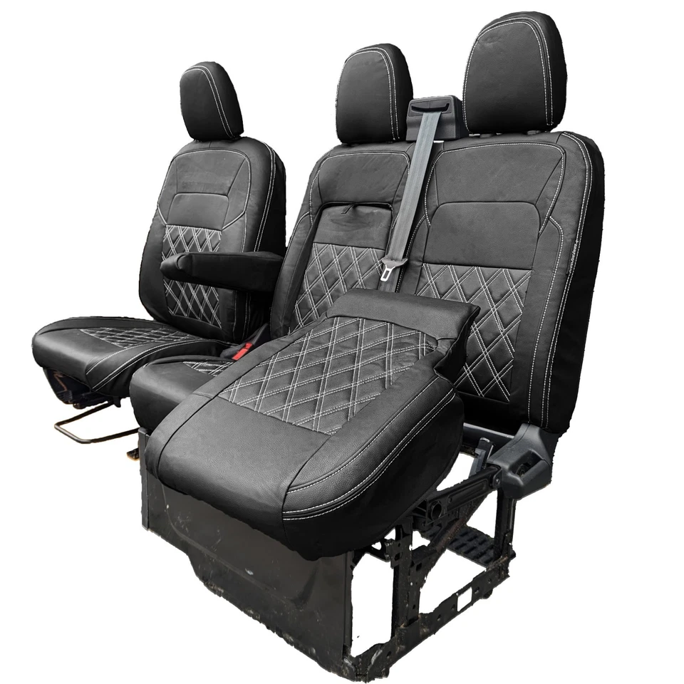 FORD TRANSIT CUSTOM FRONT SEAT COVERS LEATHERETTE WITH LOGO (2023 ONWARDS)  - Image 4 of 4