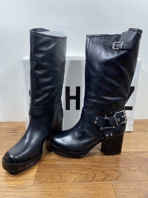 NIB $298 Schutz Kiara Women s Block Heel Leather Harness Boots - Size 10 B