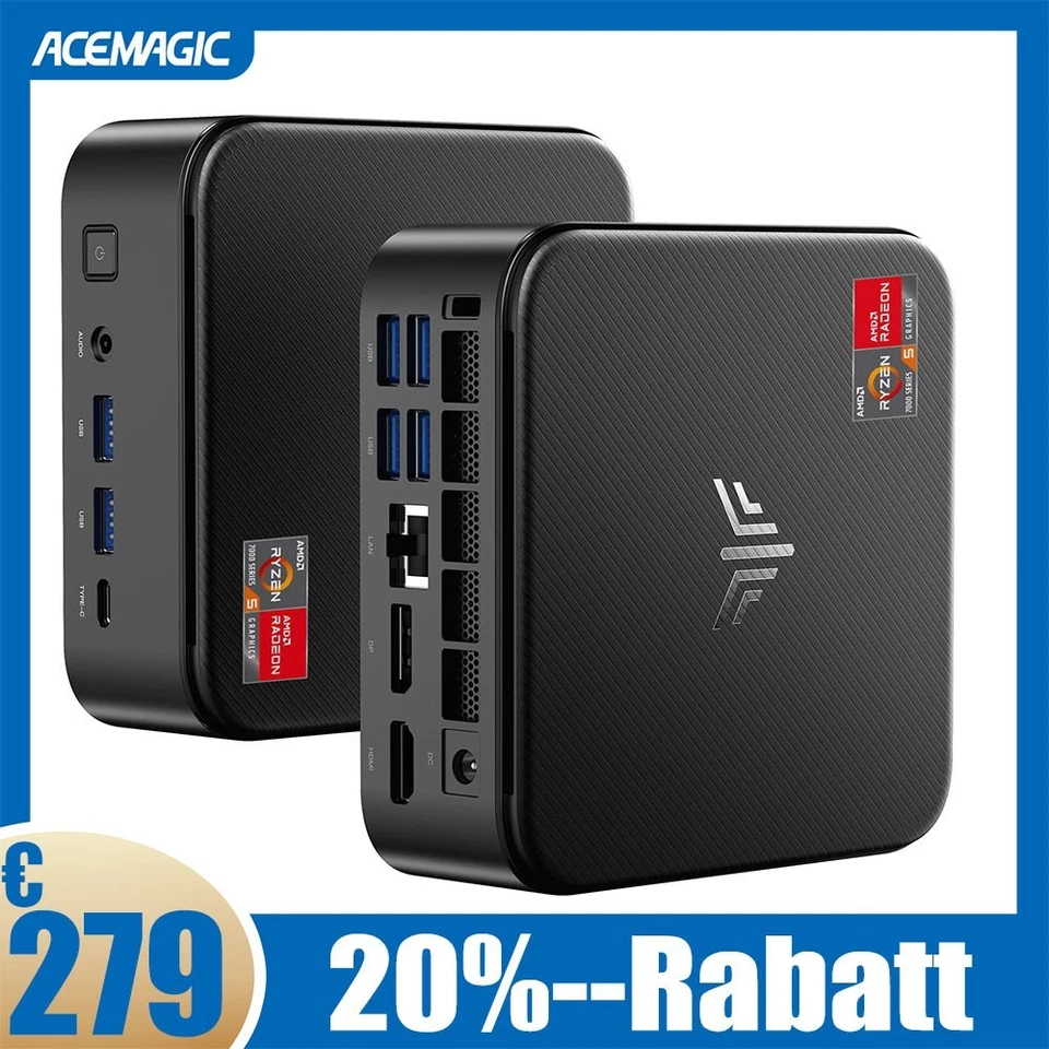 ACEMAGIC E3B 4K GAMING Mini PC AMD Ryzen 7 5825U 32GB DDR4 512GB SSD Win11 Pro