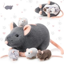 5 Pcs Mouse Stuffed Animals Set 14'' Large Mommy Rat Plush with 4 Small Mouse...