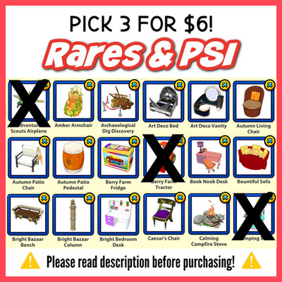 PICK 3 Webkinz Classic Rares, Exclusive, PSI, Estore Furniture Items