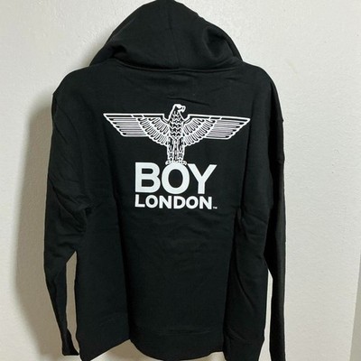 Boy London Mens Black Eagle Logo Graphic Pullover Hoodie Sweatshirt Large