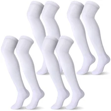 Jenaai 4 Pairs Softball Baseball Socks over the Knee High Stocking Soccer Foo...
