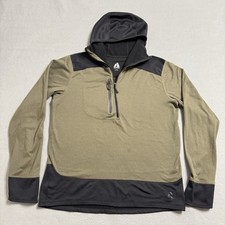 Eddie Bauer First Ascent Pullover Mens Large Green Hood Quarter Zip Hiking
