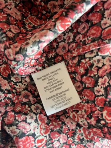 Joie Small Floral Silk Sleeveless Blouse Pink Red Black Split Neck 100% Silk - Picture 6 of 6