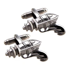 RAY GUN CUFFLINKS Retro Space Toy Blaster Science Fiction Fan Gift New with Bag