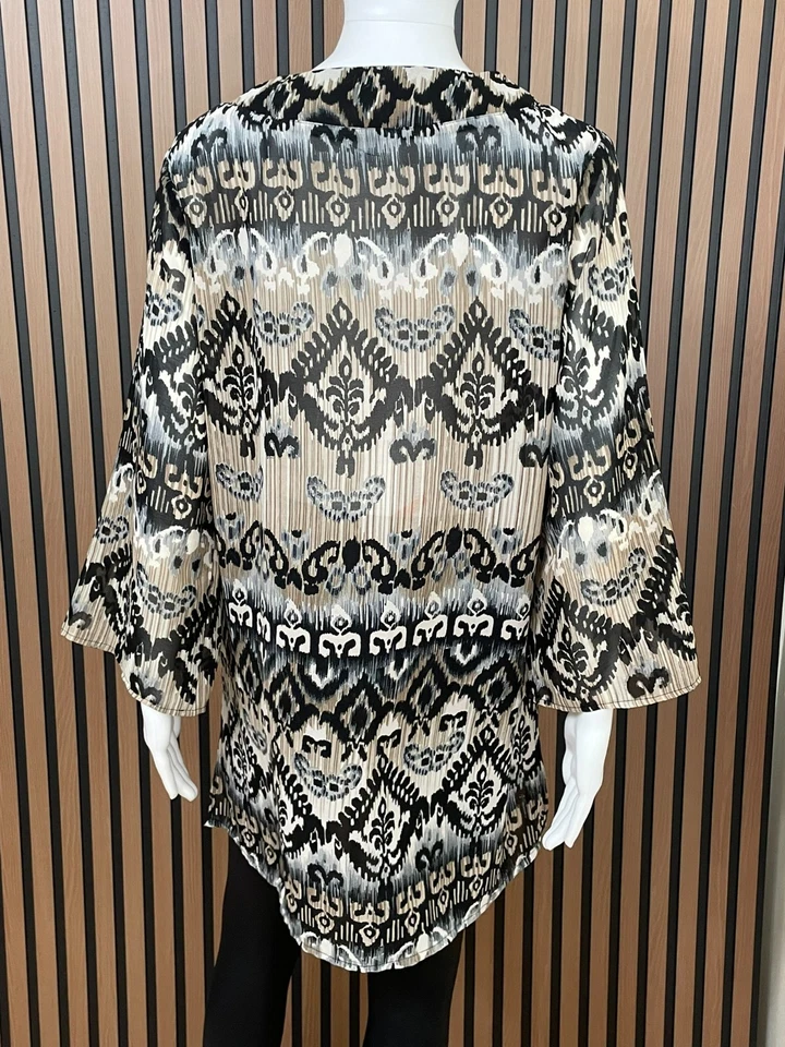 Blusa Top Túnica Raviya Para Mujer L Beige Boho Adornada Cuentas Cubrir Foto 2 de 4