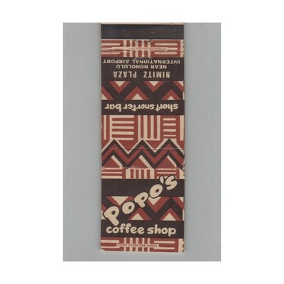 Matchbook Cover Popo's Coffee Shop Nimitz Plaza Honolulu HI #2