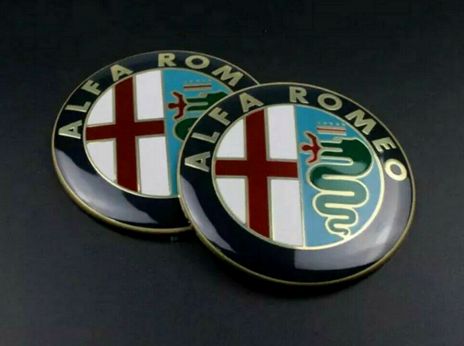 2x Classic 74mm ALFA ROMEO badges Emblem Badge Sticker Mito 147 159 156 GT