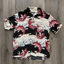 Citron Santa Monica Men’s Sz Large Koi Fish Colorful Japanese Short Sleeve Rayon