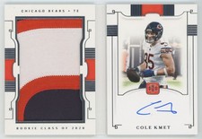 2020 National Treasures Cole Kmet RC Jumbo Prime Patch Auto Booklet RPA/99