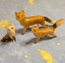 Vintage Mcm Retro Plastic Red Fox Figures Unbranded Lot Of 3