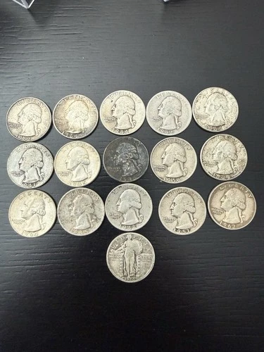 US Silver Coins (Quarters)  Lot Of  16 Silver coins