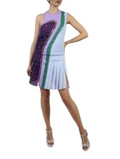 S/S 2017 Unique Versace Milan Sample Silk Blue Crystal Embellished Skirt Suit 38