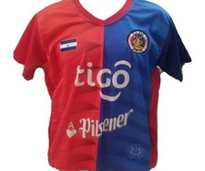 CAMISA CD FAS ROJA Y AZUL CON EL LOGO BORDADO - EL SALVADOR - HOME JERSEY FAS