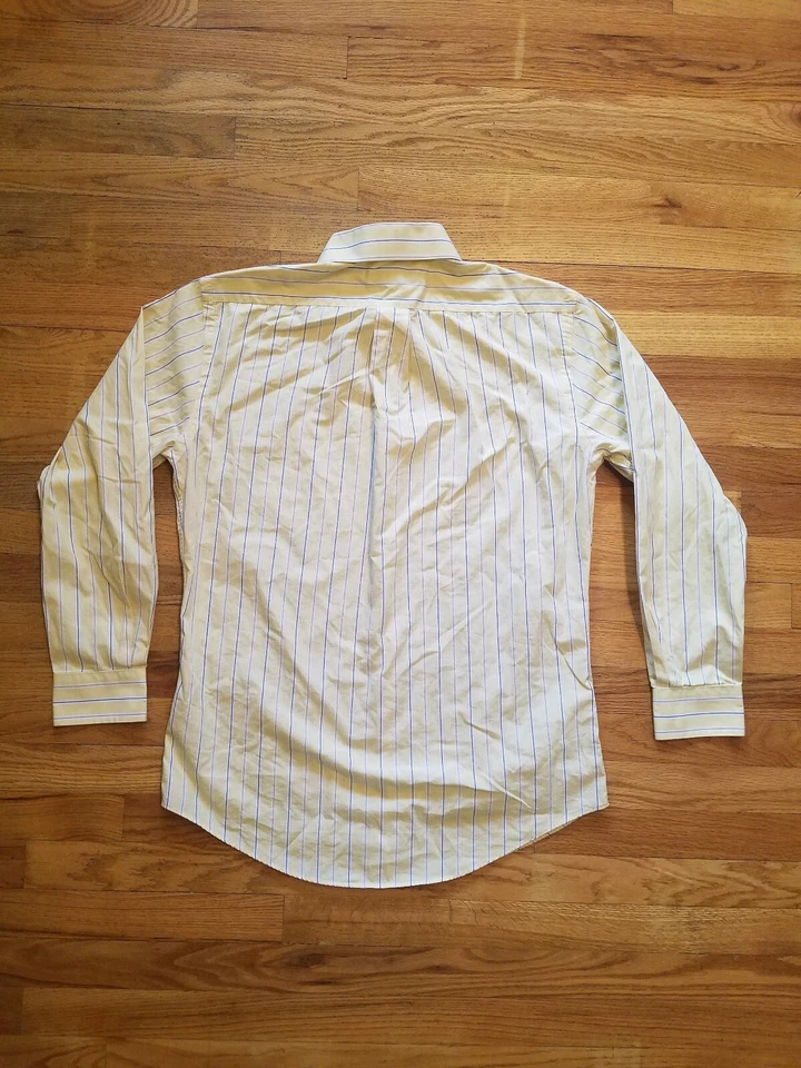 Camisa Nordstrom Hombre Botón Frontal Rayas Amarillo Azul Blanco Algodón Foto 3 de 4