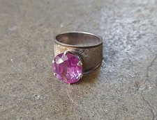 Vintage Sterling Silver Ring Purple CZ Size 7 Band Prong 7.0g