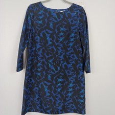 J.CREW Printed Mini Dress Women's Crew Neck Three Quarter Sleeve blue 6 petite