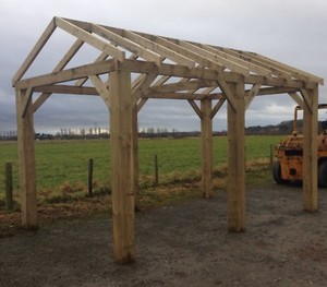 16ft Wooden Car Port Bbq Hot Tub Shelter Ebay