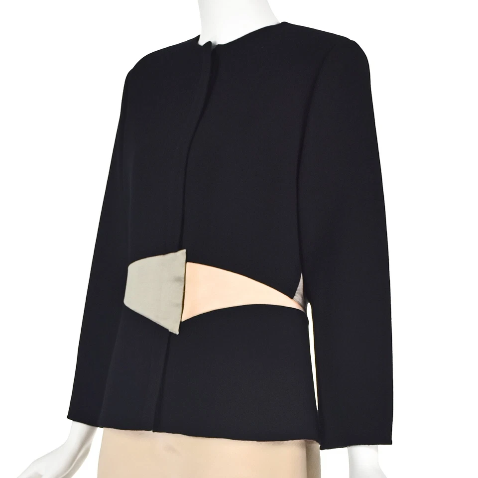 Terno GEOFFREY BEENE Vintage Demi-Couture Preto Lã e Champanhe Seda-Cetim 10/12 - Imagem 3 de 4