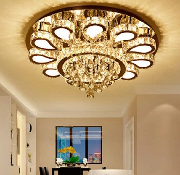 Modern simple hall round LED crystal ceiling lamp living room bedroom lights