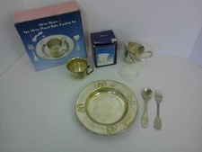 Set of 2 Silver Plated Baby Bears Feeding Set  2 Mugs Duck  Bear Mug