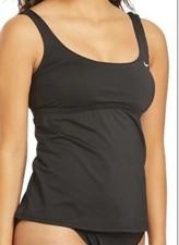 Nike NWOT Women's Essential Scoop Neck Tankini Swimsuit Top Black Size S