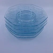 Set Of 6 H. C. Fry Glass Fry56 7 7/8” Plates
