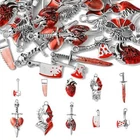 20Pcs Gothic Enamel Charms Axe Knife Pendants Bleeding Heart for Jewelry Making