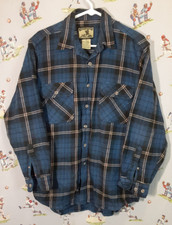 Field Stream Mens THICK Lumberjack Flannel Blue Plaid Size Medium