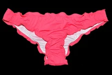 MALIA Coral Pink Itsy Ruched Ruffle Brazilian Bikini Bottom Small S Swim Victori