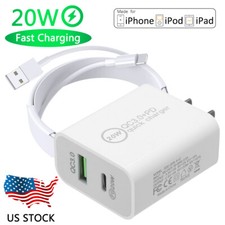 Fast Wall Charger Block USB 20W Power Adapter Cable Lot For iPhone 14 13 12 11 X