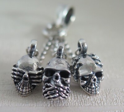THREE WISE MONKEY STERLING 925 SILVER PENDANT