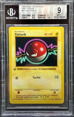 1999 Pokemon Game 1st Edition Grey Stamp 67 Voltorb BGS 9