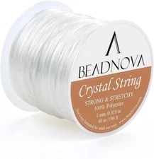 BEADNOVA 1mm Elastic Stretch Crystal String Cord for Jewelry Making Bracelet
