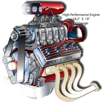 Vintage Style Metal Sign High Performance Engine By Bernard Oliver. 18. ...