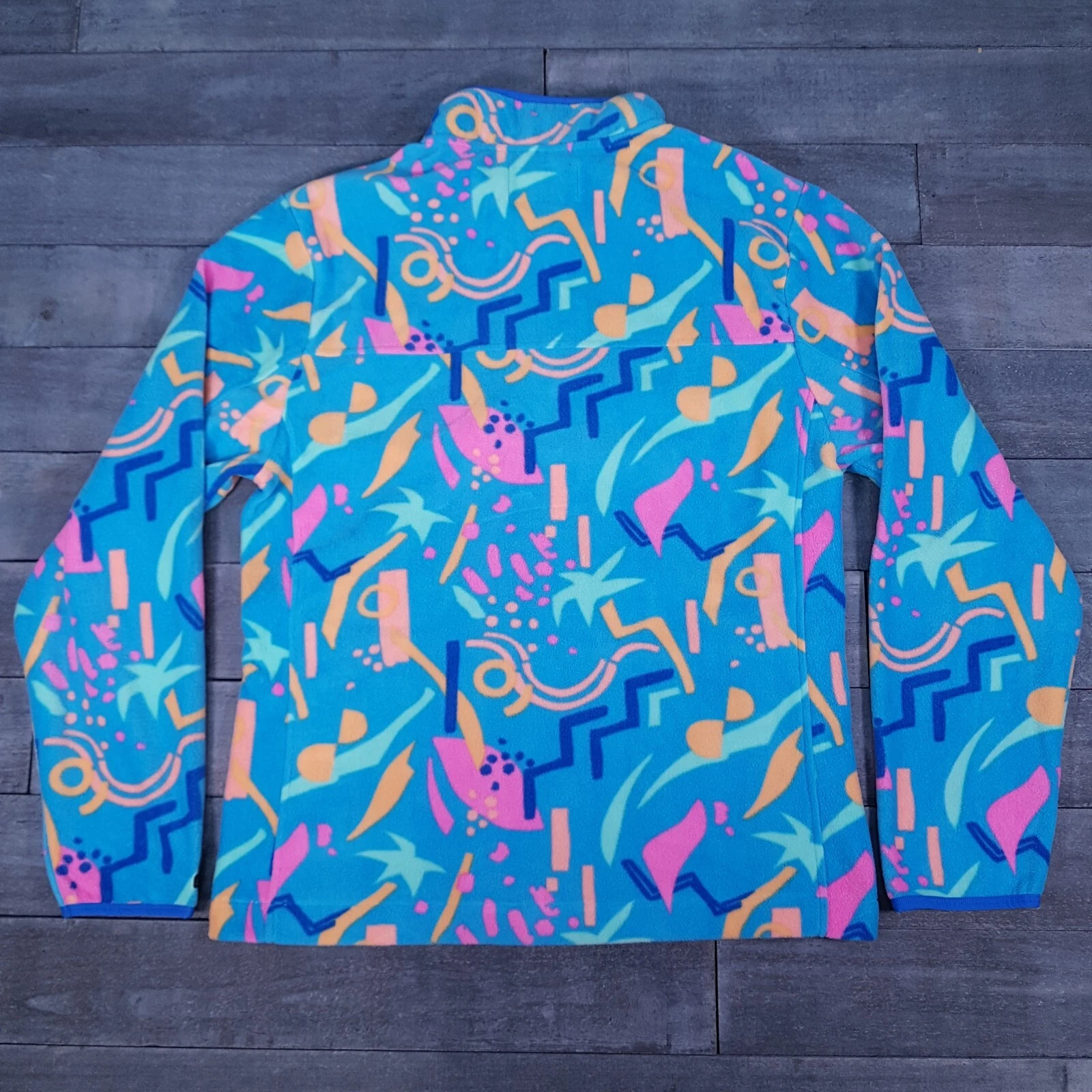 CHUBBIES The Apres Party 1/4 Zip Fleece Sweater Jacket Mens Size 2XL Blue Pink image 2