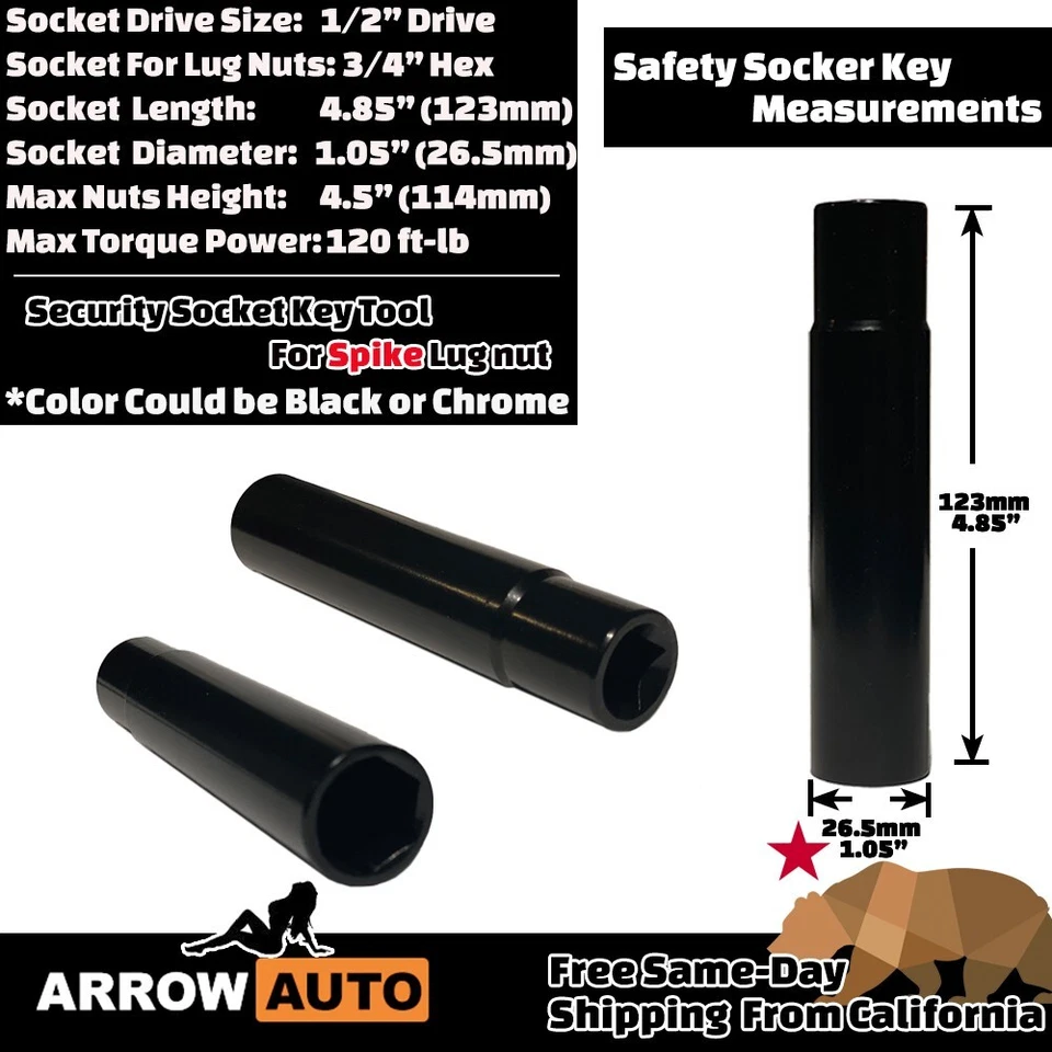 20x 4.5" de alto negro M12x1.5 tuercas de clavo y llave para Chrysler Dodge Foto 3 de 4