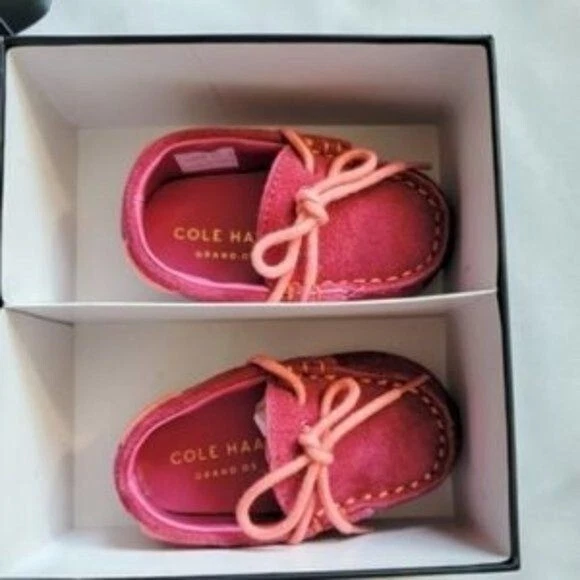 Обувь для младенцев COLE HAAN размер 2 розовая Grant драйвер мокасины замшевый подарок детский душ - Изображение 4 из 4