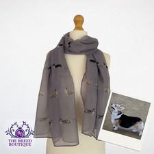FINAL CLEARANCE. CORGI SCARF LADIES PEMBROKE WELSH CORGI DOG PRINT SHAWL 