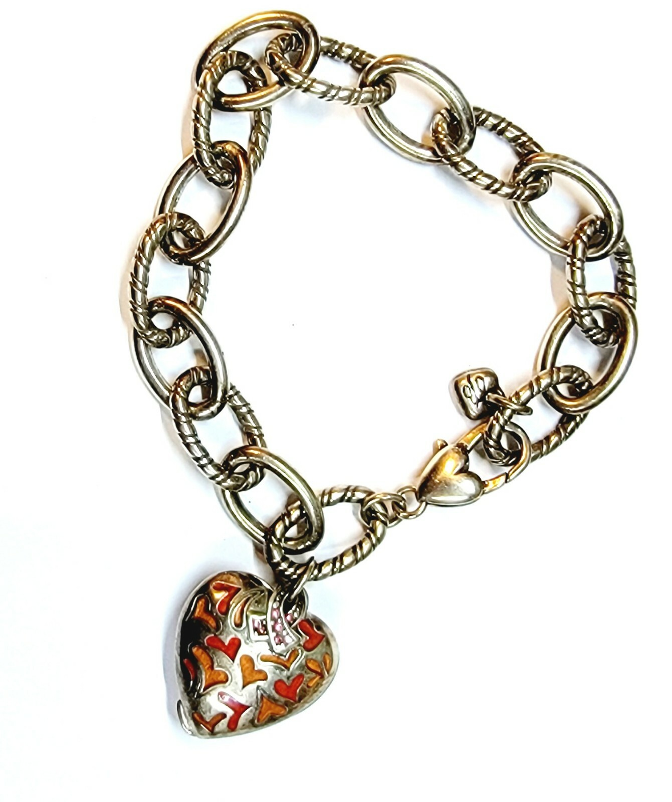 Brighton Bracelet Power of Pink Heart 2009 POP Open Locket Charm Enamel Hearts eBay
