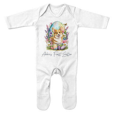 Erster personalisierter Ostern Strampler Corgi Baby Sonntag individuell